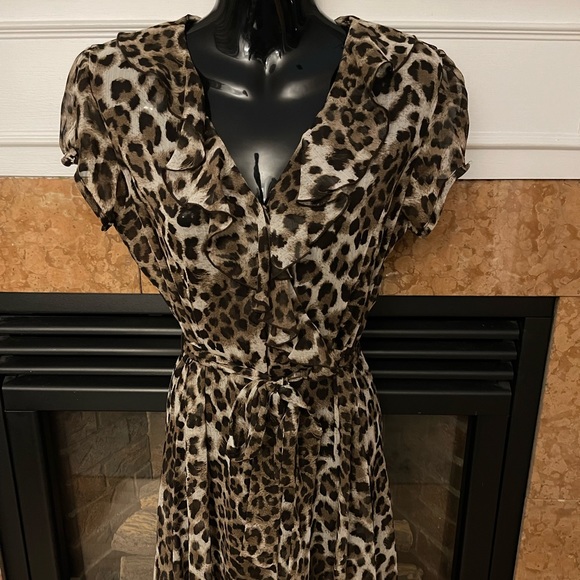 JBS Short Sleeve Belted Dress in Leopard - Picture 3 of 12